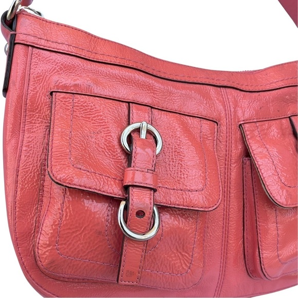 Coach | Patent Leather Purse in Salmon Pink - 12.5” x 8” x 3” - Picture 6 of 14